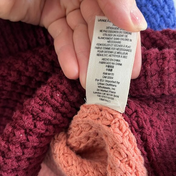 Free People Park City Waffle Knit Colorblock Oversized Sweater M - Picture 8 of 13